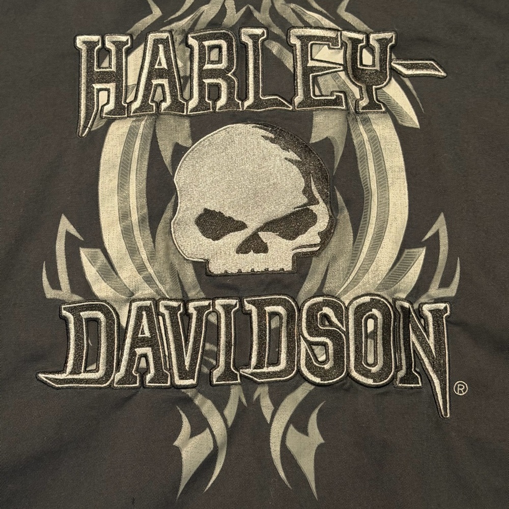 Harley Davidson Black Willie G Skull Button Up Embroidered Short Sleeve Size 3XL - Picture 7 of 7
